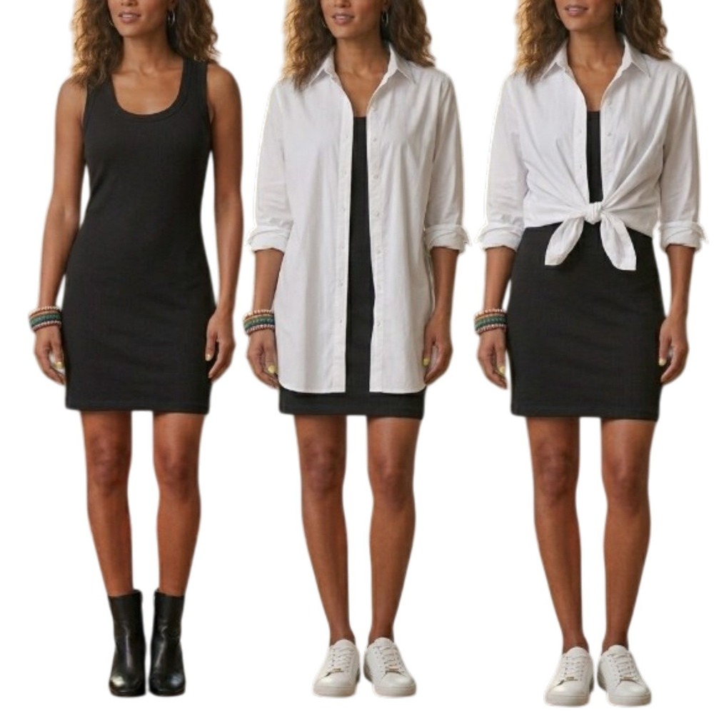 James Perse Ribbed Tank Dress Black Medium Or 2